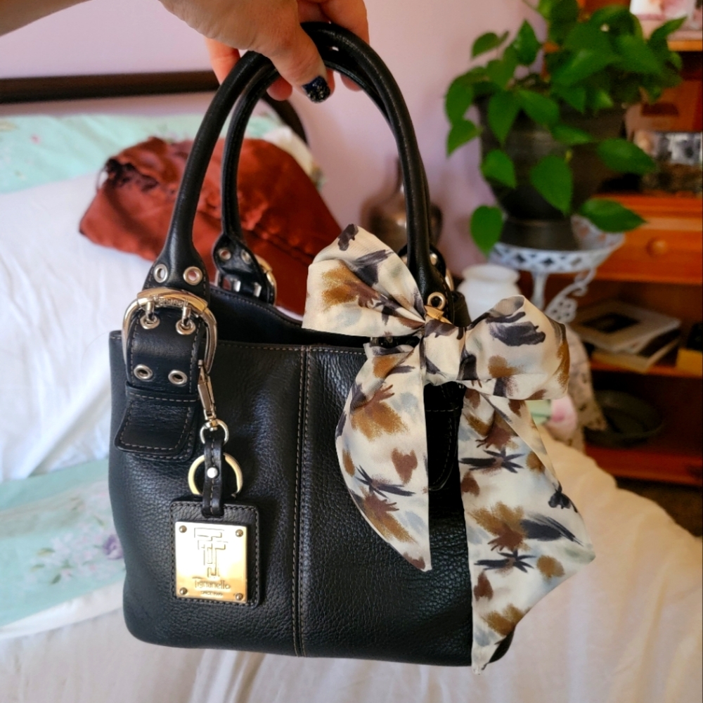 Tignanello Black Pebbled leather purse